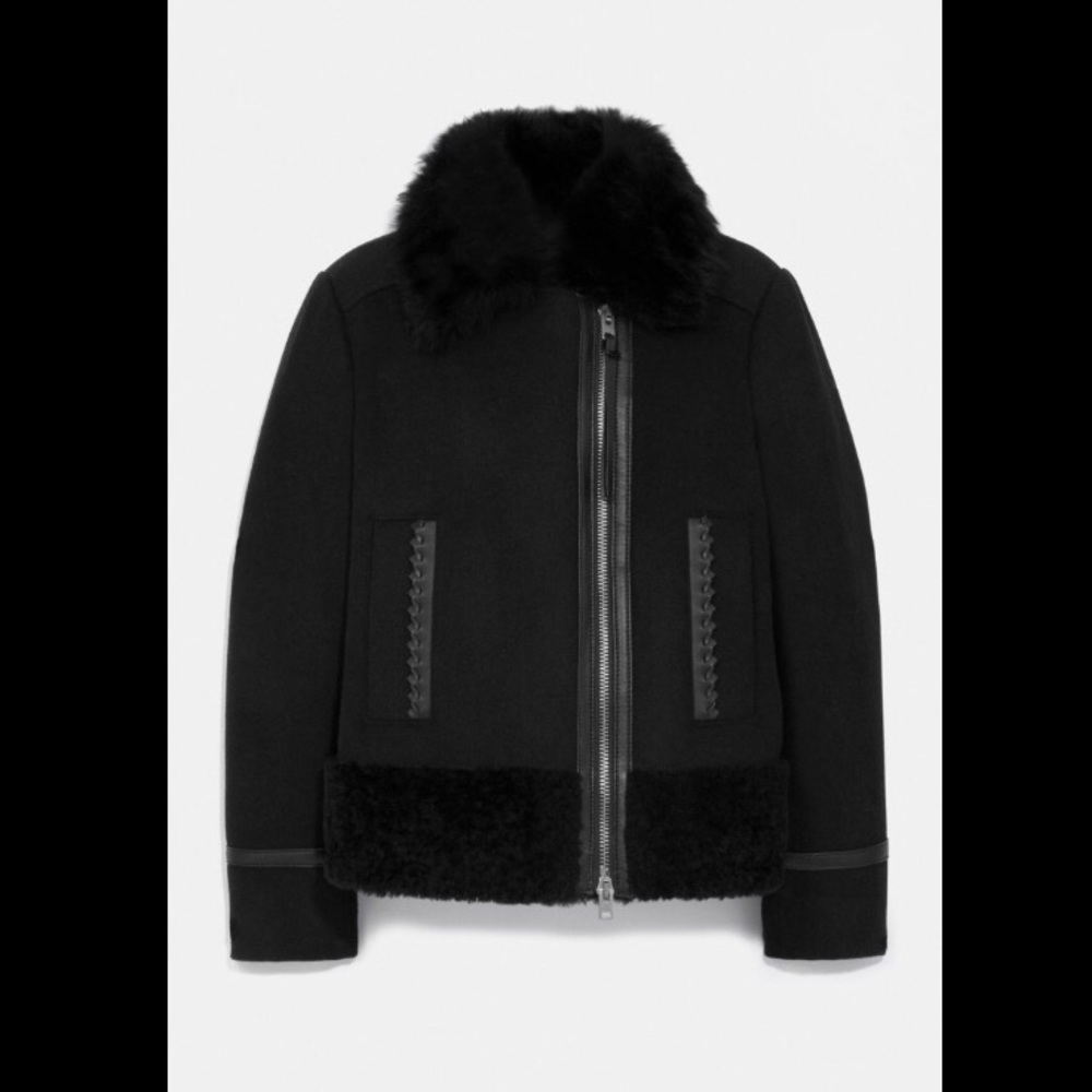 NWT Coach wool shearling coat